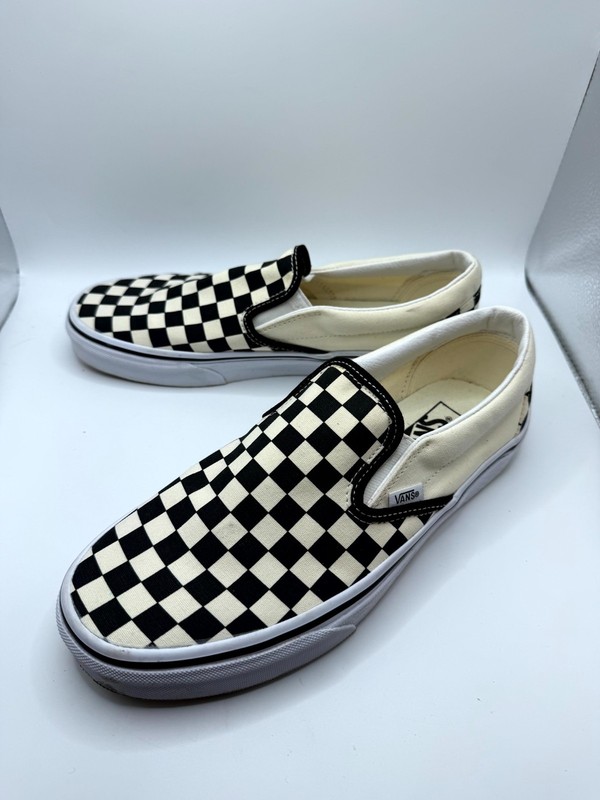 VANS Classic Slip-On Checkerboard Mens 8 Sneaker Black White Skateboard Shoes