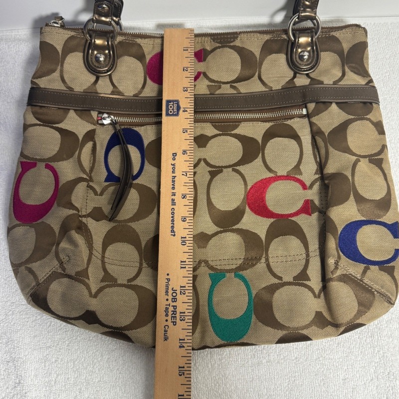 Coach Poppy Signature C Tote Bag Purse Brown Multi Color Metallic Trim 21184 gallery