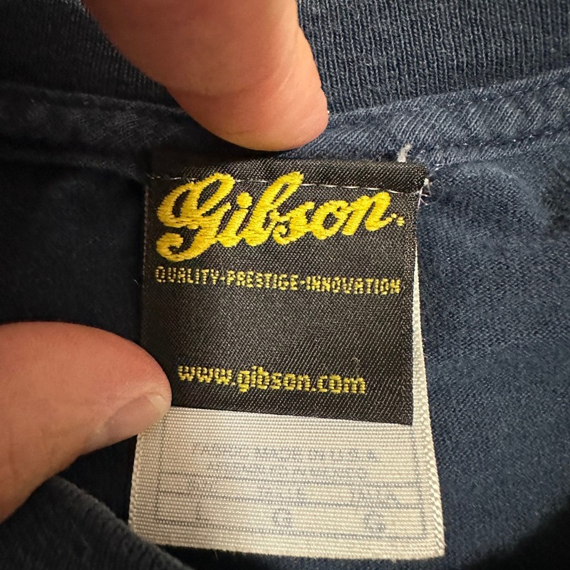 Gibson Guitar Dangerous Curves Pinup Girl Graphic Tee Navy Blue Mens Large gallery