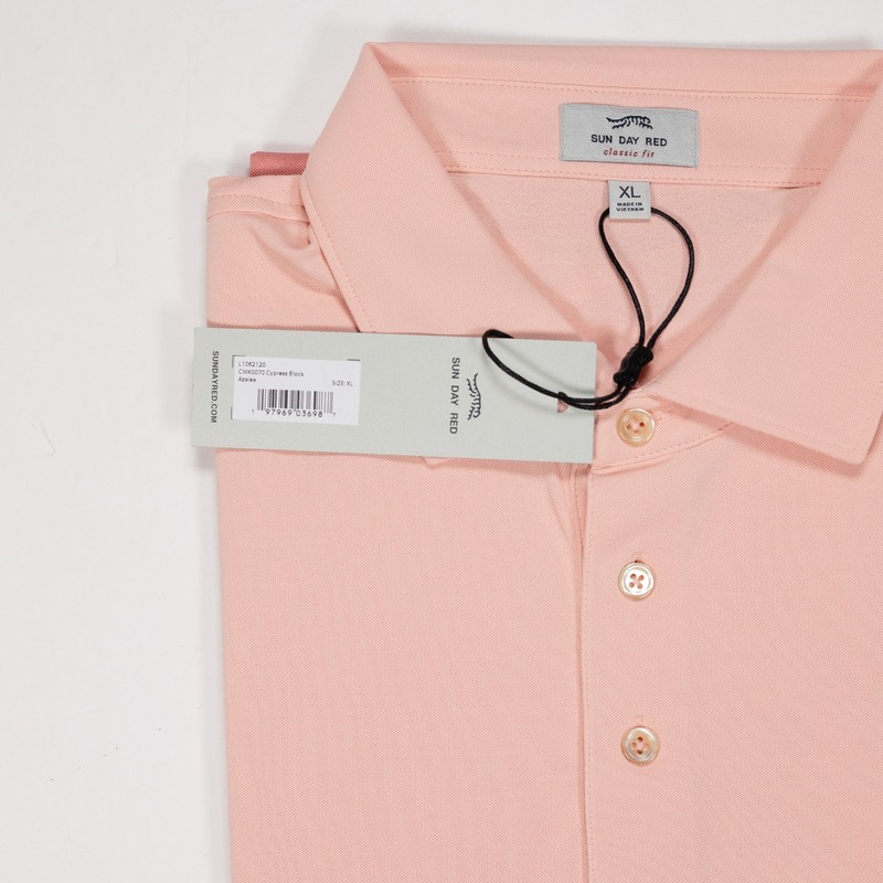 Sun Day Red Cypress Block Polo Shirt XL Azalea Pink Peach Colorblock NWT gallery