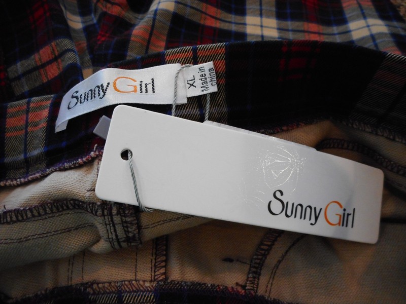 NWT Sunny Girl Slow and Edgy Wins the Race Plaid Pants Sz XL L M Read measure gallery