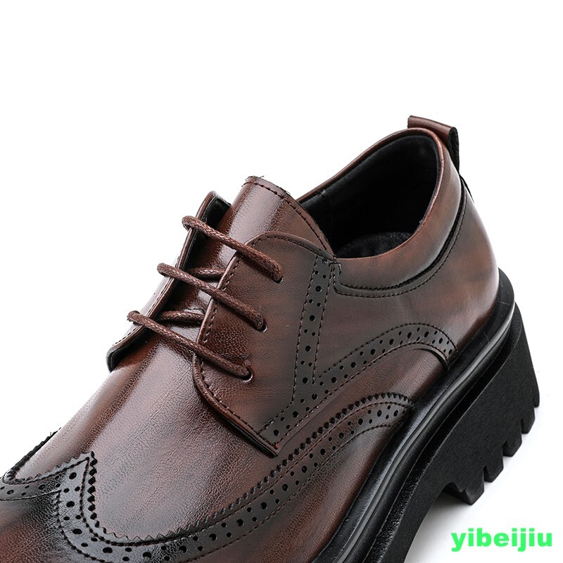 Men's Wing Tip Carved Platform Wide Leather Dress Formal Casual Shoes Derby 2026 gallery