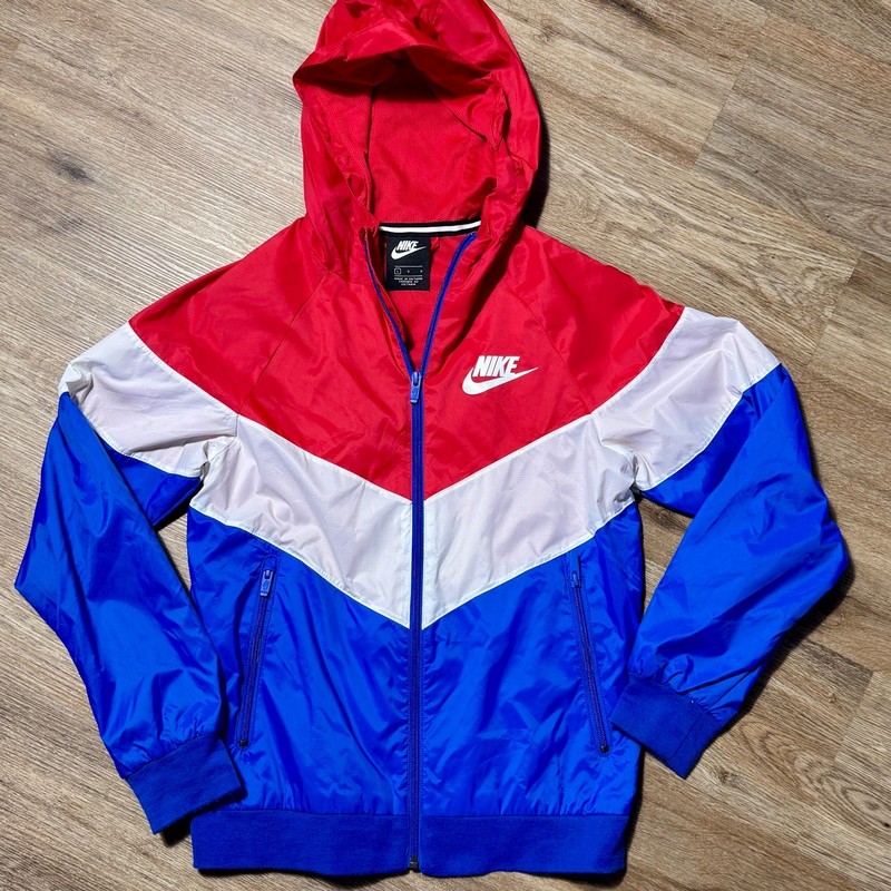 Nike Windrunner Hooded Jacket Youth Large CJ6722-657 Red Blue White Boys Girls