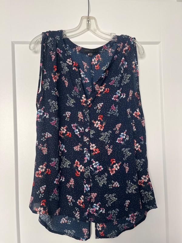 Sanctuary women’s navy floral tank top sleeveless blouse size large