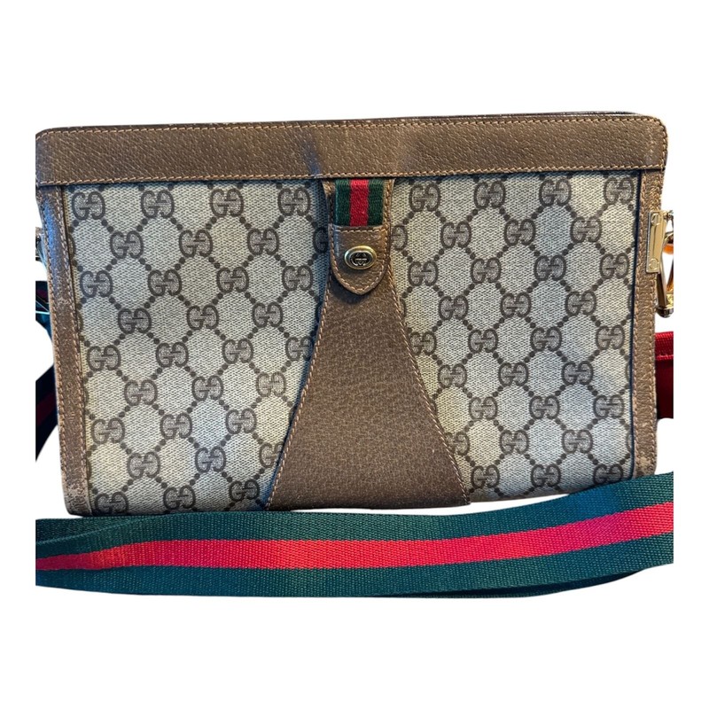 Vintage Gucci Accessory Collection GG Supreme Monogram Sherry Line Clutch Bag