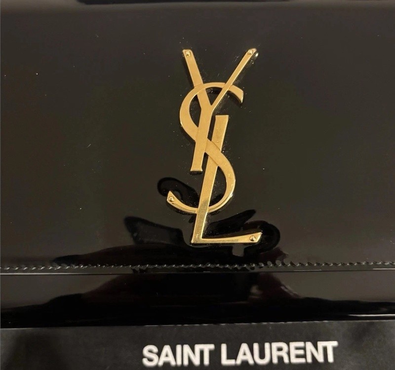 New Saint Laurent Kate Black Clutch Pouch Gold YSL Logo Magnetic Closure$1150 gallery
