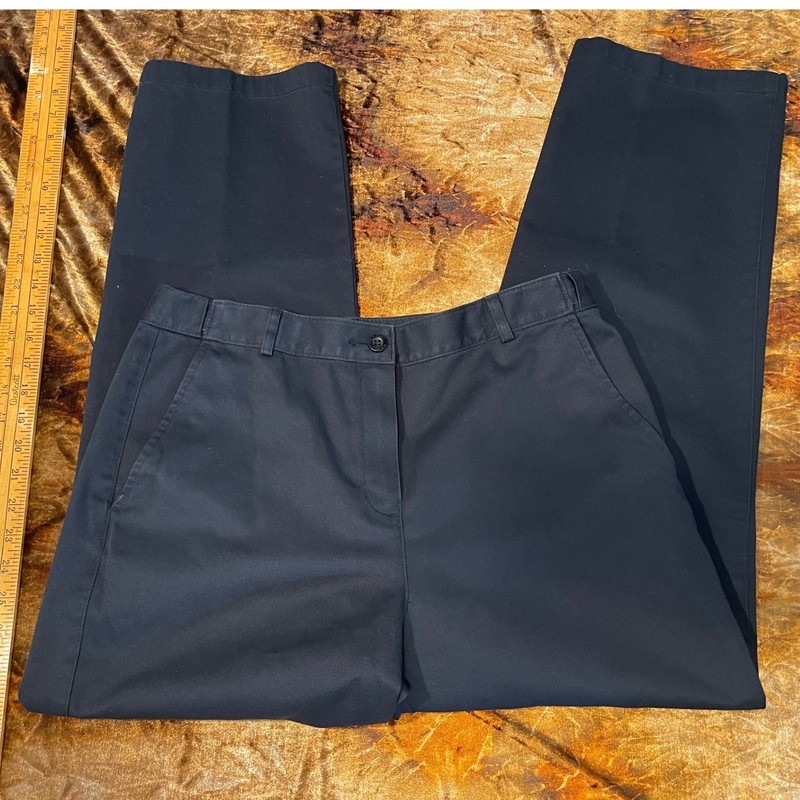 LL Bean Classic Fit Chino Pants Womens 10 Petite Navy Blue Cotton 299969