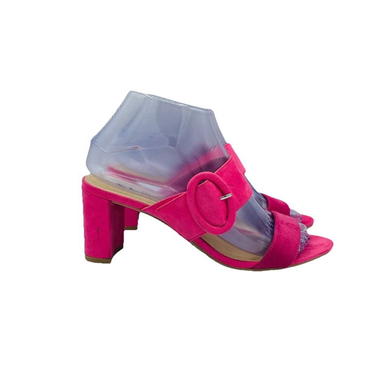 CL By Laundry Shoes Womens Size 7 Wide Pink Rave Heels Sandals Slip On Mules
