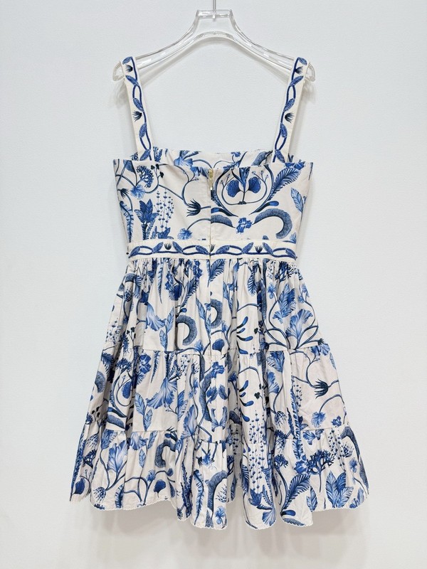 Self Portrait blue Printed fabric Strapless dress A-line skirt gallery