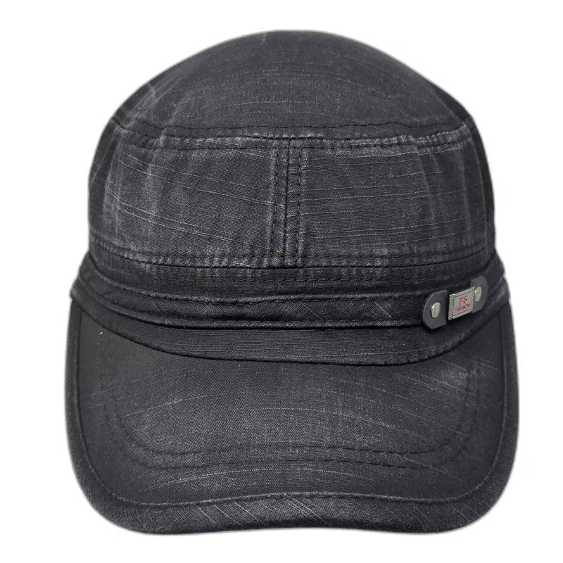 FS Fashion Army Cap Black One Size Slideback Washed Cotton Blend Military Hat