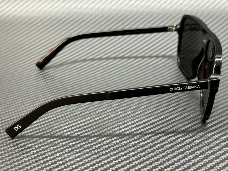 DOLCE & GABBANA DG4354 193481 Black Rectangle Square Men's 61 mm Polarized Sungl gallery