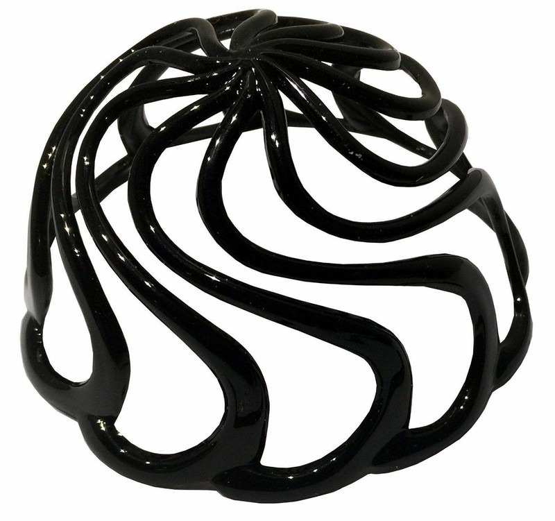 Parcelona French Swirls Black Shell Large Celluloid Slide Hair Bun Cover gallery