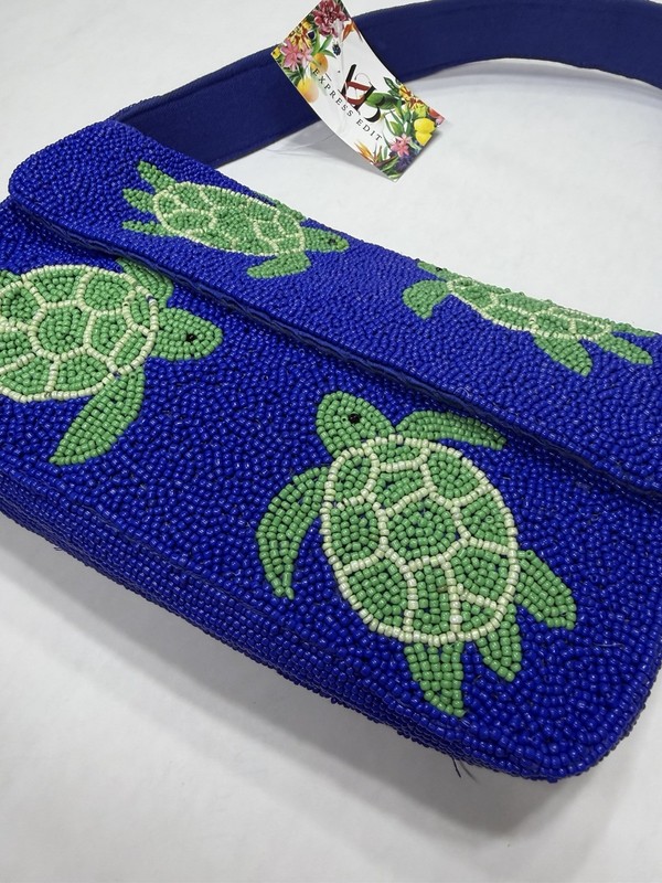 NWT Viral Turtle Beaded Bag Purse Blue and Green