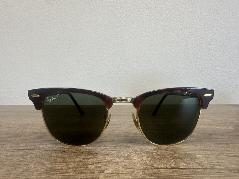 Ray-Ban Clubmaster RB3016 990/58 Tortoise Gold Green POLARIZED 49mm Sunglasses