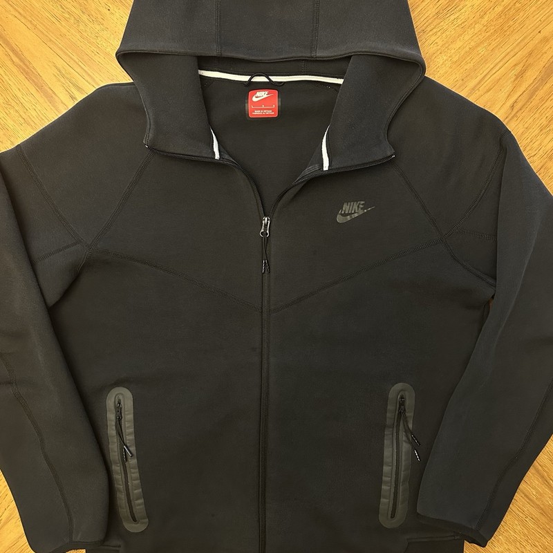 Nike Tech Hoodie Jacket Mens Large Black Fleece Windrunner Full Zip FB7921-010