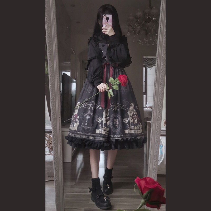 Women Gothic Lolita Dress Cosplay Costume Kawaii Ruffle Slip Retro Party Fit gallery