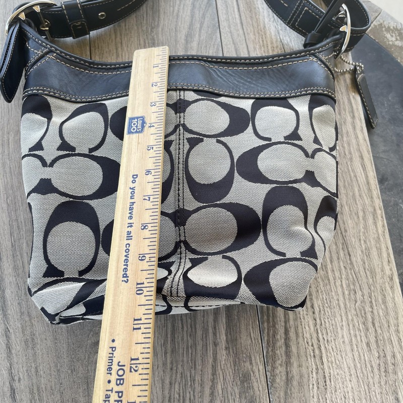 Coach Signature Bucket Shoulder Bag Women Large Black Gray Canvas F13353 Purse gallery