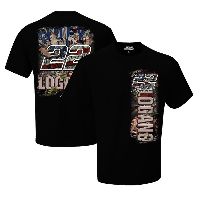 Joey Logano Team Penske Patriotic Camo Racing T Shirt Fan Tee