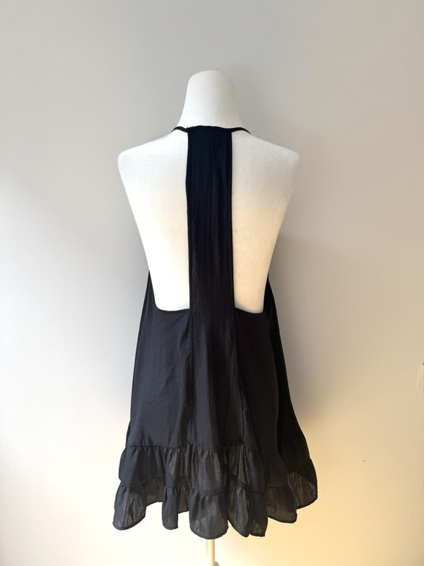 Free People Black Halter Open Back Mini Dress Ruffle Hem Short Regular XS gallery