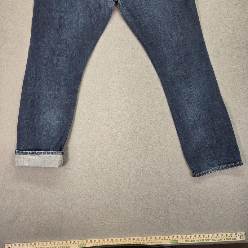 Vintage Lee Jeans Mens Selvedge 101+ Blue Raw Denim Straight Leg Fits 34x30 gallery