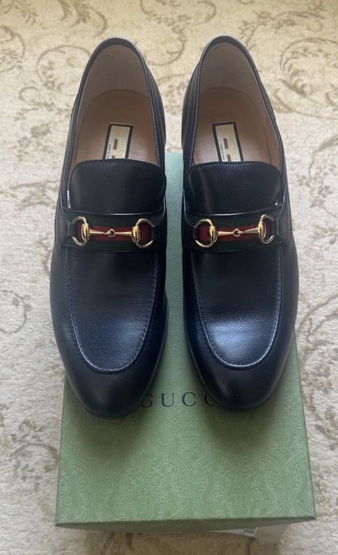 GUCCI Black “QUENTIN” Ribbon Bit Loafers Size 15UK/16US