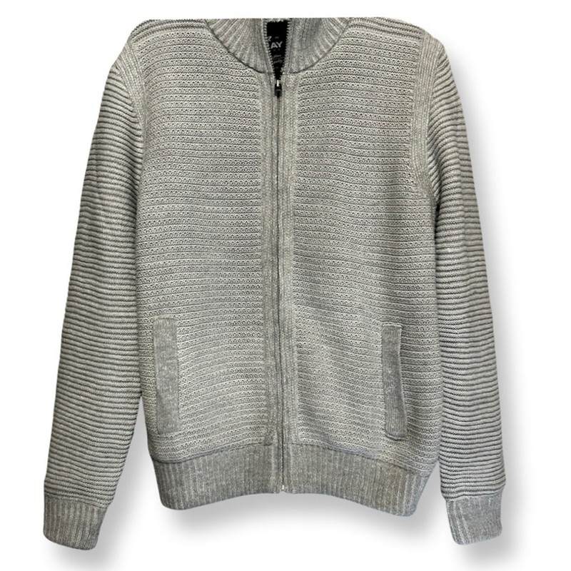 Xray Cardigan Sweater Long Sleeves Mock Neck Ribbed Full Zip Closure Gray L NWOT gallery