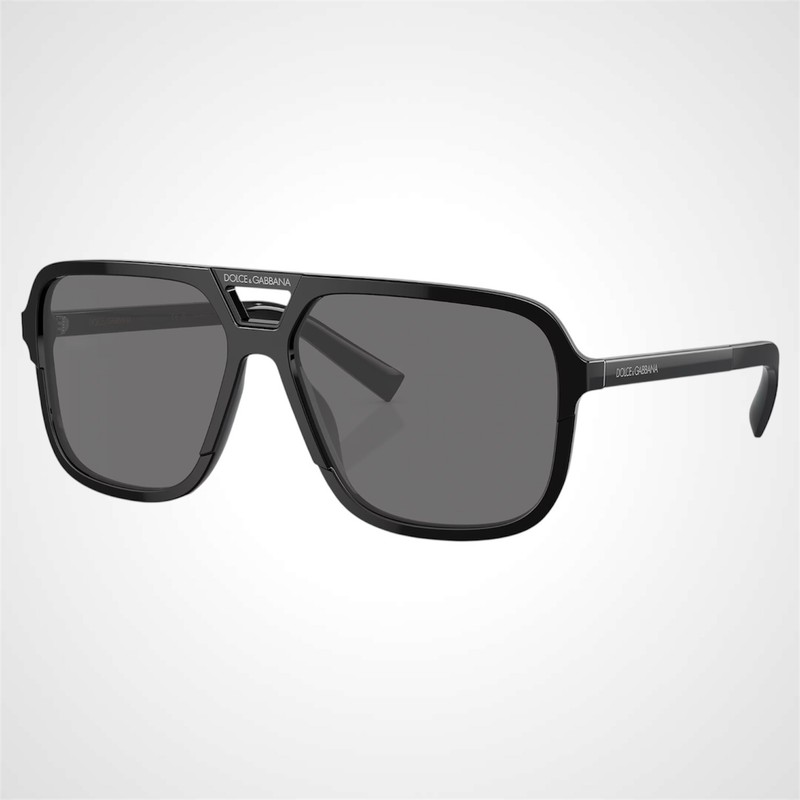 Dolce&Gabbana Sunglasses New Black Polarized DG4354 193481 Aviator Pilot Men’s