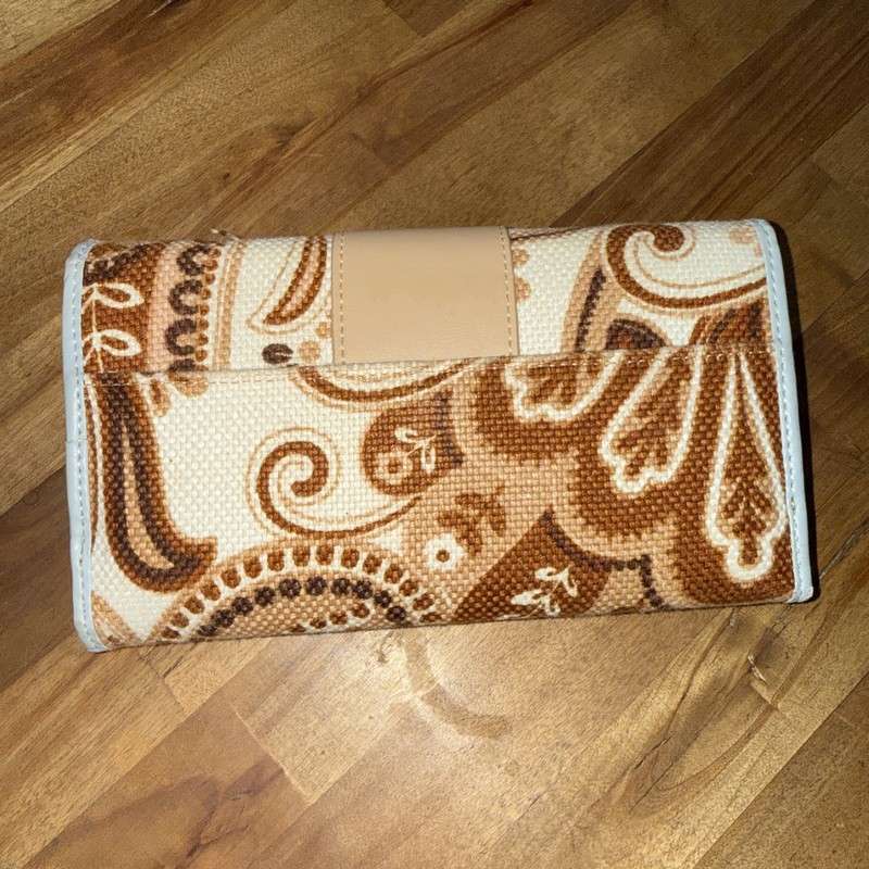 Spartina 449 Tan Leather Paisley Blue Leather and Canvas Portal Wallet READ gallery