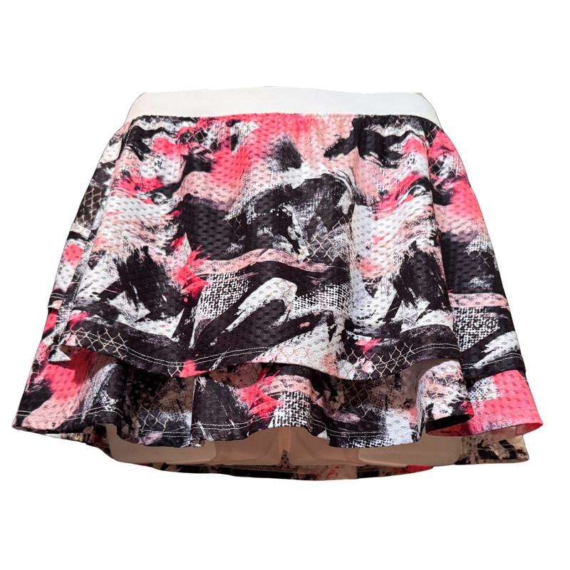 Lija Circle Mesh Layer Skirt Pink Black Abstract Layered Size L Golf Pickleball