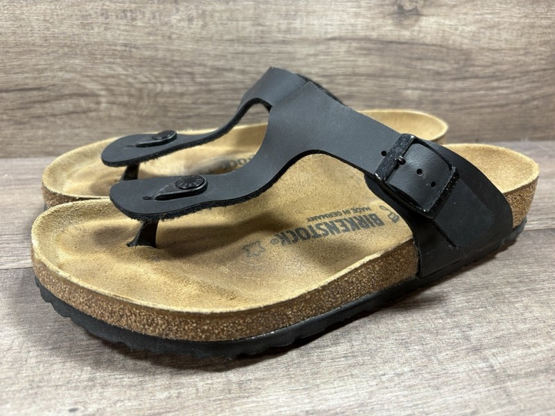 Birkenstock Gizeh Birko Flor Thong Black Flip Flop Sandals Mens Size EU 41 US 8