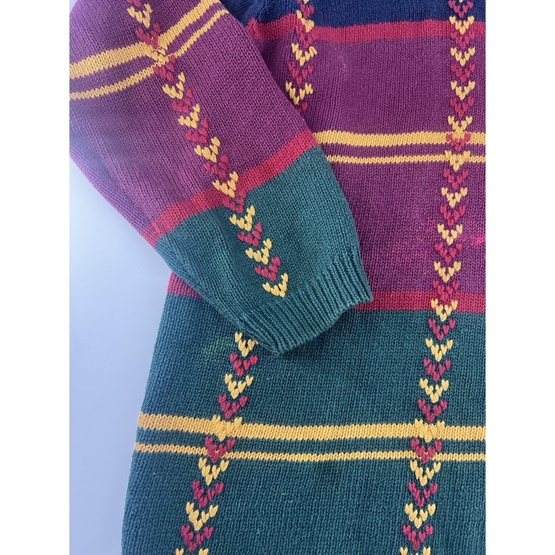 Vintage Princeton Club Sweater Mens Medium Blue Green Red Cable Fisherman 90s gallery