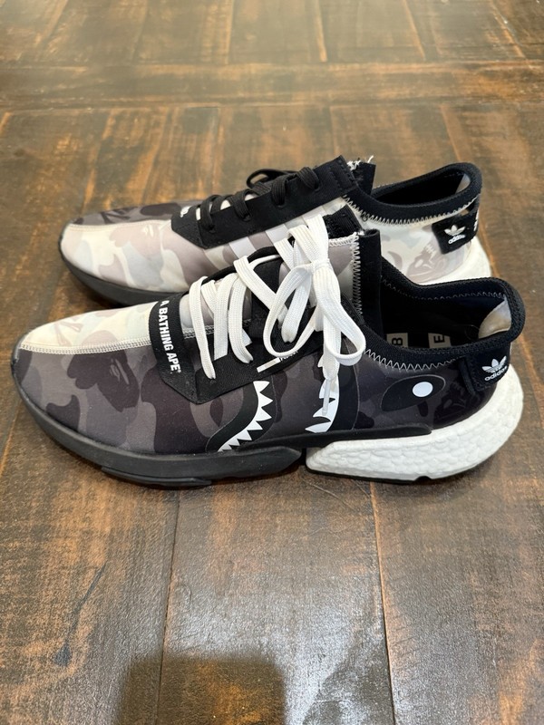 adidas-bape Men’s Low Top Lace-Up Camo Athletic Sneakers Black/Gray/White gallery
