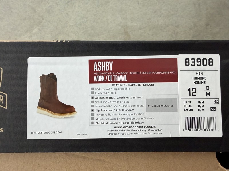 Irish Setter 83605 Ashby Work Boot for Men, Size 12 - Brown - New in box gallery