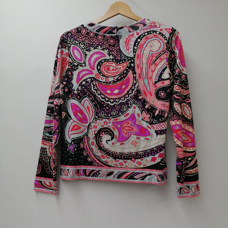 Leonard Paisley Pattern L/S Cut & Sew T-Shirt Women’s Medium Black gallery