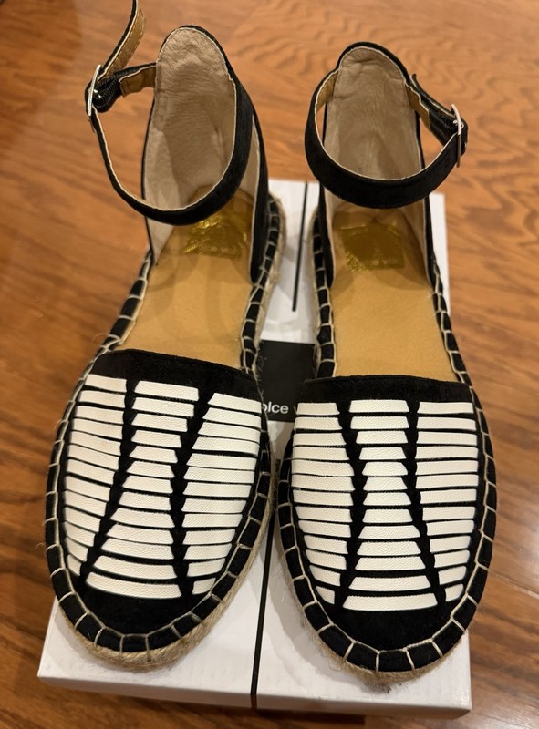 DV by Dolce Vita Kids Espadrille Flats Black/White Striped Strap 3