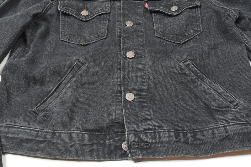 Levi's Original Puff Sleeve Trucker Jacket Womens Medium Black Long Sleeve Denim gallery