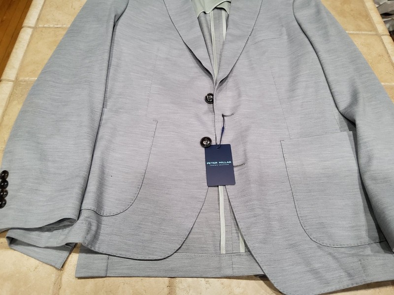 NWT Peter Millar Crown Crafted DIM/PACK REG 46 100% Wool Soft Gray Blazer $1200