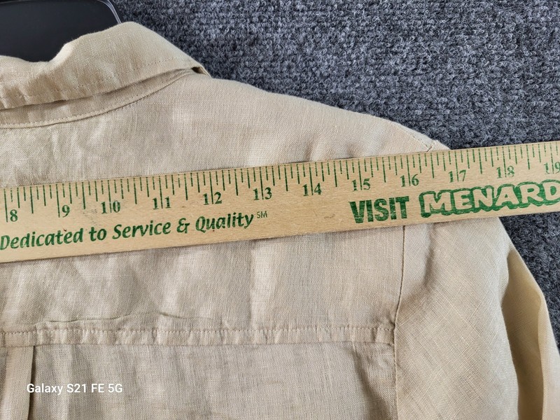 GAP Boyfriend Shirt 100% Linen Women S Biege Long Sleeve Button Up Casual Classy gallery