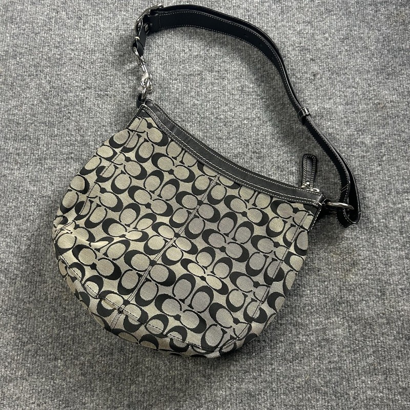 Coach Signature Avary Hobo Bag Womens Medium Black Jacquard Leather Shoulder gallery
