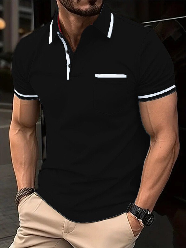 2024 Summer Button Pocket Men's Sports Polo Shirt Short Sleeve T-Shirt gallery