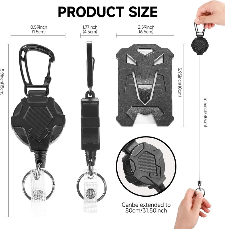 Badge Holder Retractable Clip 2Pack Id Badge Card Holders Heavy Duty Badge,black gallery