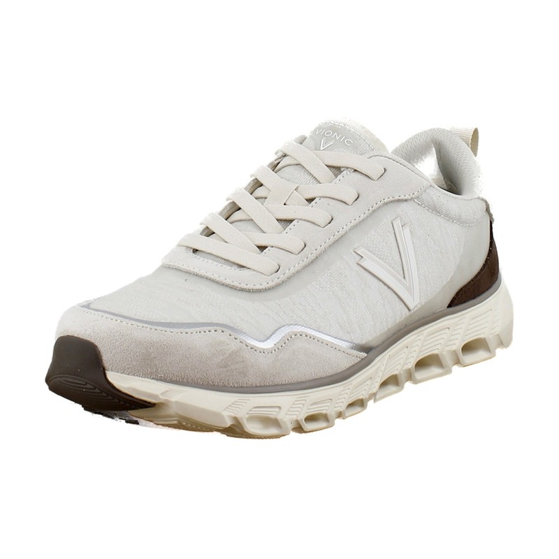 Vionic Presley Womens Athletic Cream Mesh Suede