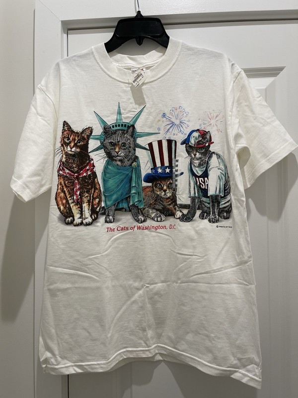 Vintage Cat Shirt 1990’s The Cats Of Washington DC Deadstock USA Patriotic NWT