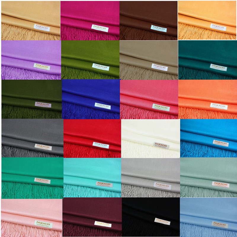 2PLY 78X28 Pashmina Solid Silk Shawl Wrap Cashmere Wool Feel Silky Stole Scarf gallery
