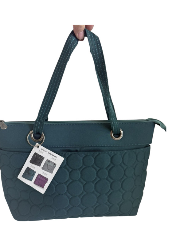 Thirty-One NEW Jade Quilted Dots $75 Vary You Versatile Tote Bag Handbag Purse gallery