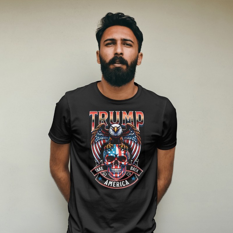 Trump Take America Back Patriotic Skull Graphic President Tee Shirt Streetwear