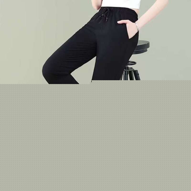 Womens Ice Silk Sweatpants Plus Size 95% Polyester 5% Spandex Straight Trousers gallery