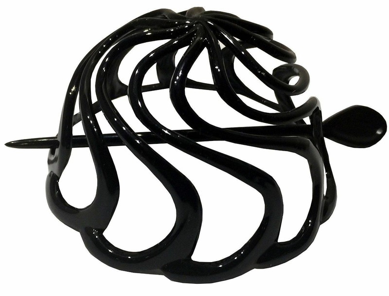 Parcelona French Swirls Black Shell Large Celluloid Slide Hair Bun Cover gallery