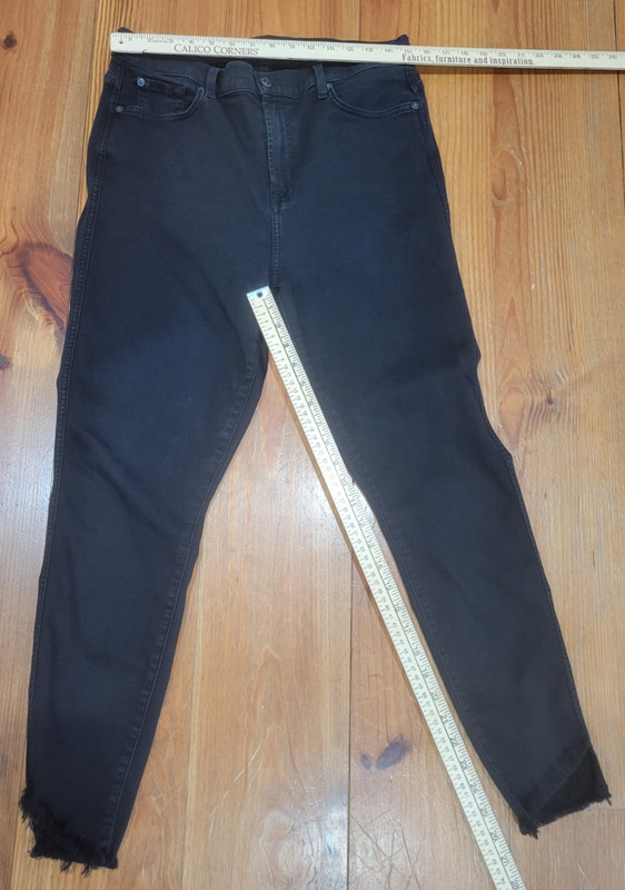 Women's 7 For All Mankind High Waist Ankle Gwenevere Jeans 32 Black Skinny Pants gallery