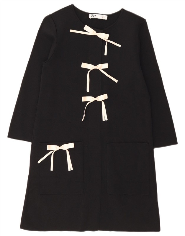 Zara Womens 3/4 Sleeve Shift Dress UK 8 Small Black Viscose GZ15
